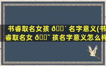 书睿取名女孩 🐴 名字意义(书睿取名女 🐯 孩名字意义怎么样)
